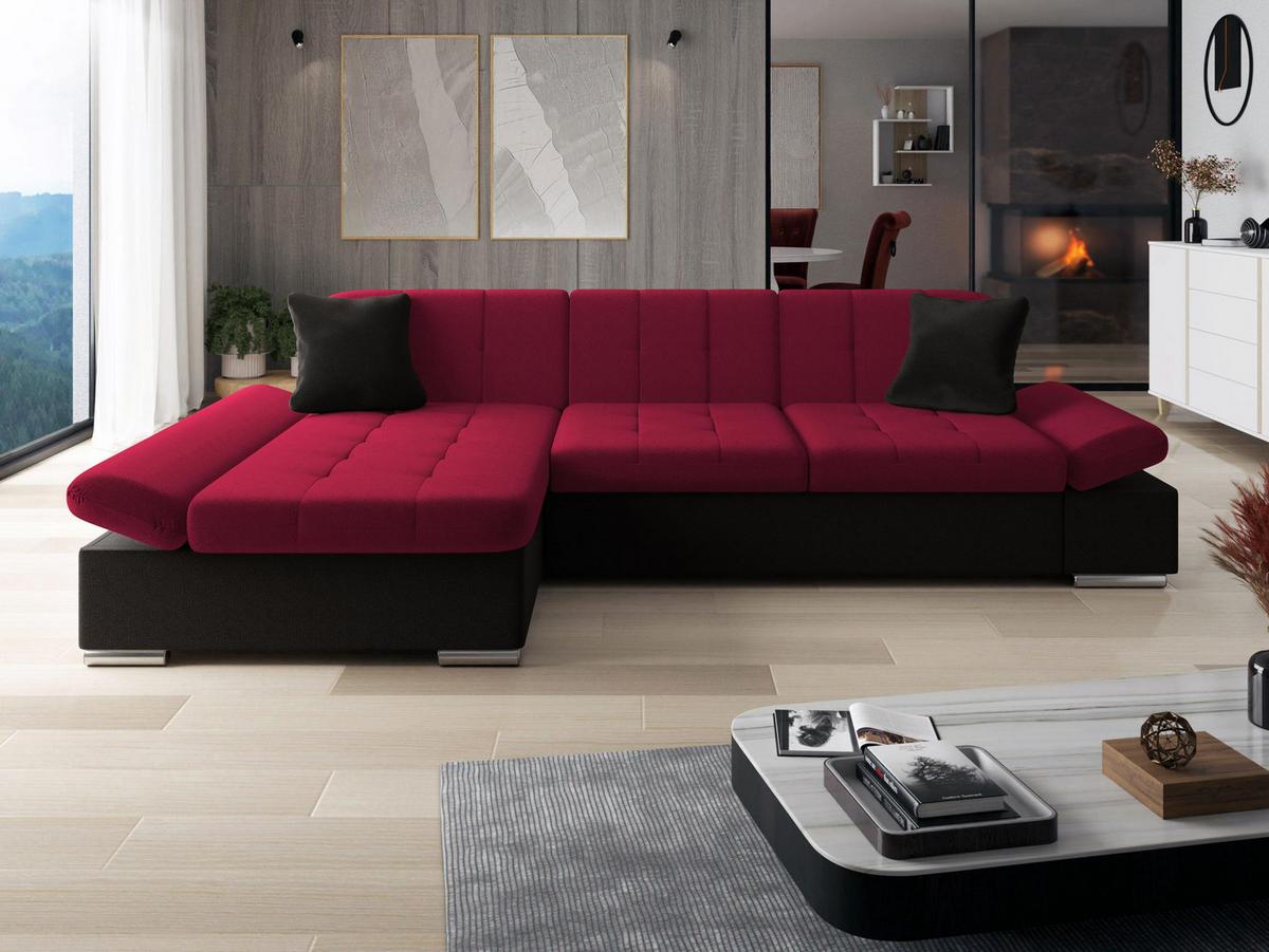 ECKSOFA Montana, Seite: Links - Rot/Schwarz, Holz/Textil (278/161cm) - MIRJAN24