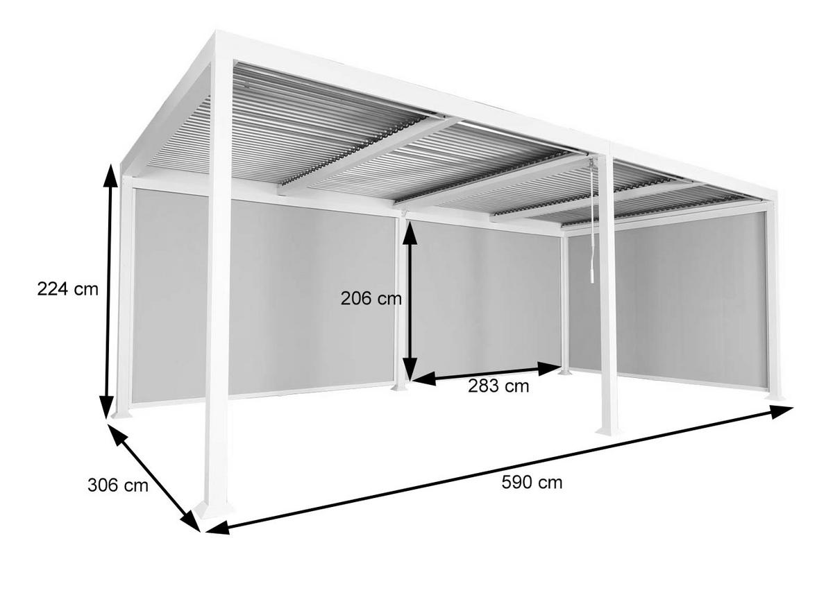 ALU PERGOLA MIT SEITENWAND Anthrazit - Anthrazit, Metall (590/224/306cm) - MCW