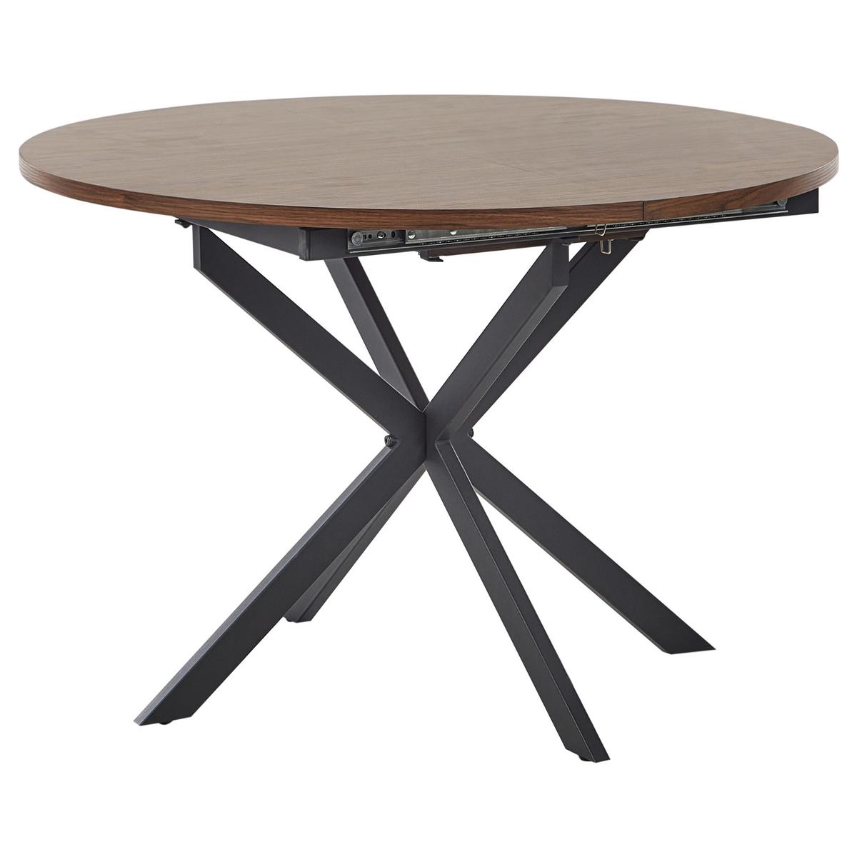 AUSZIEHBARER-ESSTISCH 110/140-110 cm Dunkler Holzfarbton/Schwarz Friona - Dunkelbraun/Schwarz, Holzwerkstoff (140/110/75cm) - Beliani