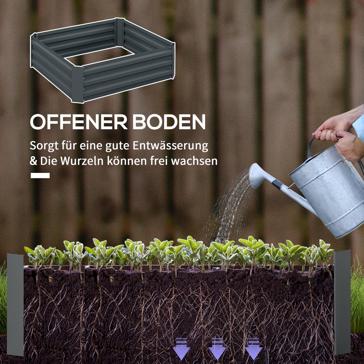HOCHBEET 2er-Set aus Stahl - Dunkelgrau, Metall (100/30/100cm) - Outsunny