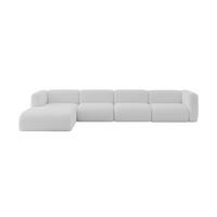 ECKSOFA Ottomane Links MIRA-L3 409x179x70 Hellgrau Bouclé - Silberfarben/Hellgrau, Holzwerkstoff/Kunststoff (409/179cm) - ALTDECOR