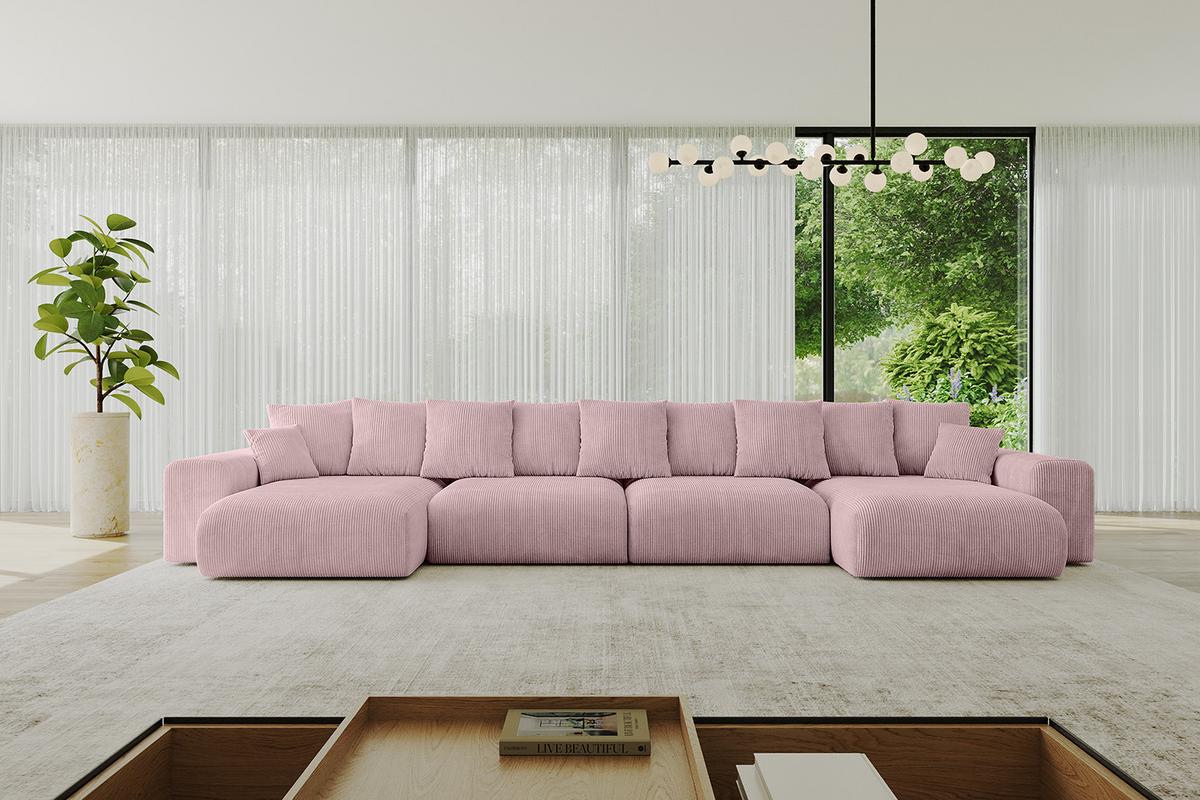 WOHNLANDSCHAFT mit Schlaffunktion ESKAR-U2-464x176x72cm Rosa - Rosa, Holzwerkstoff/Kunststoff (176/72/464cm) - ALTDECOR