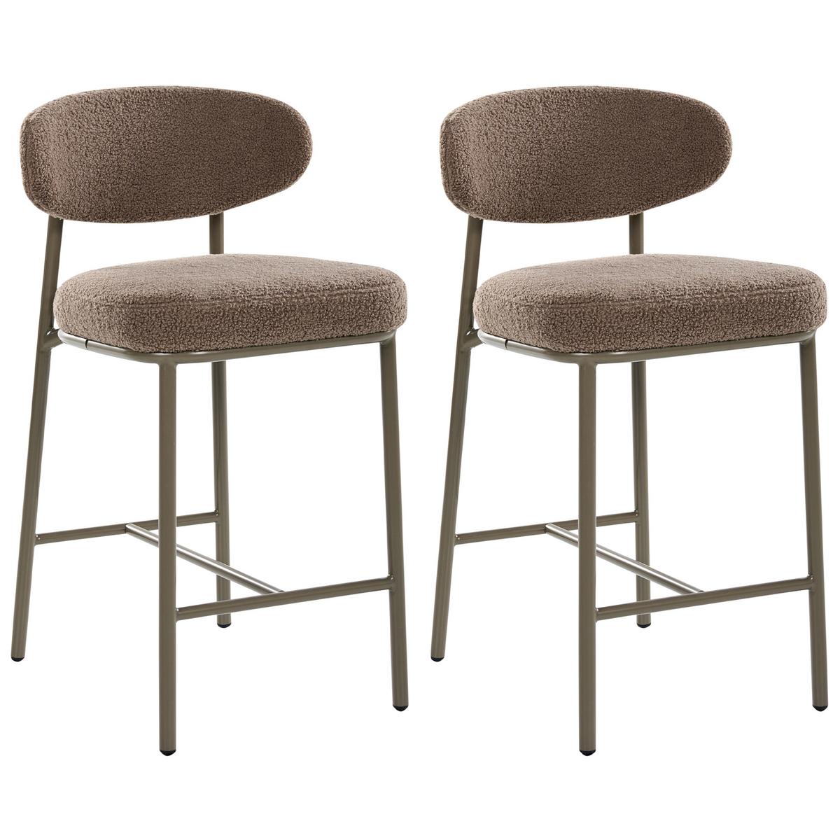 BARSTUHL 2er-Set Bouclé Taupe Unity - Taupe/Beige, Textil (50/92/55cm) - Beliani