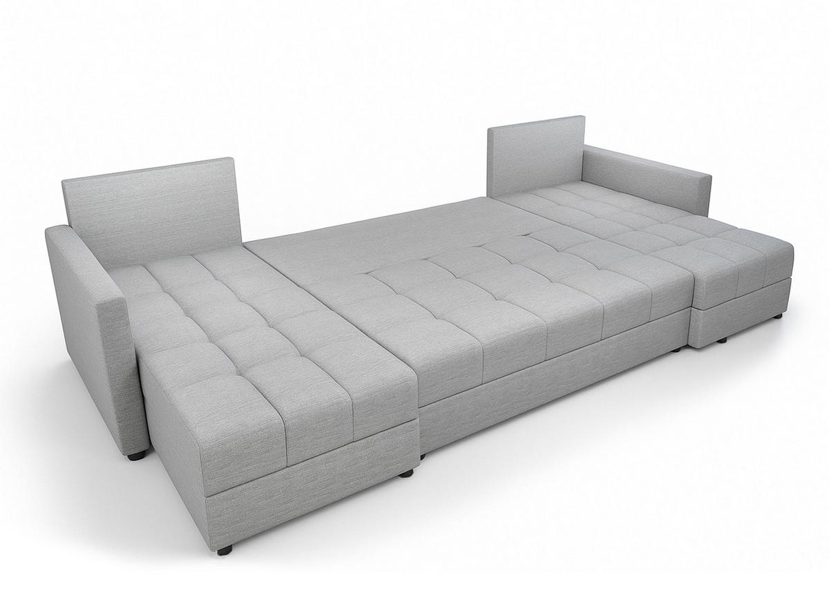 WOHNLANDSCHAFT Dolceo Grau 287/140/73 cm mit Schlaffunktion Bettkasten Design - Anthrazit/Schwarz, Kunststoff/Textil (287/73/140cm) - AX Living