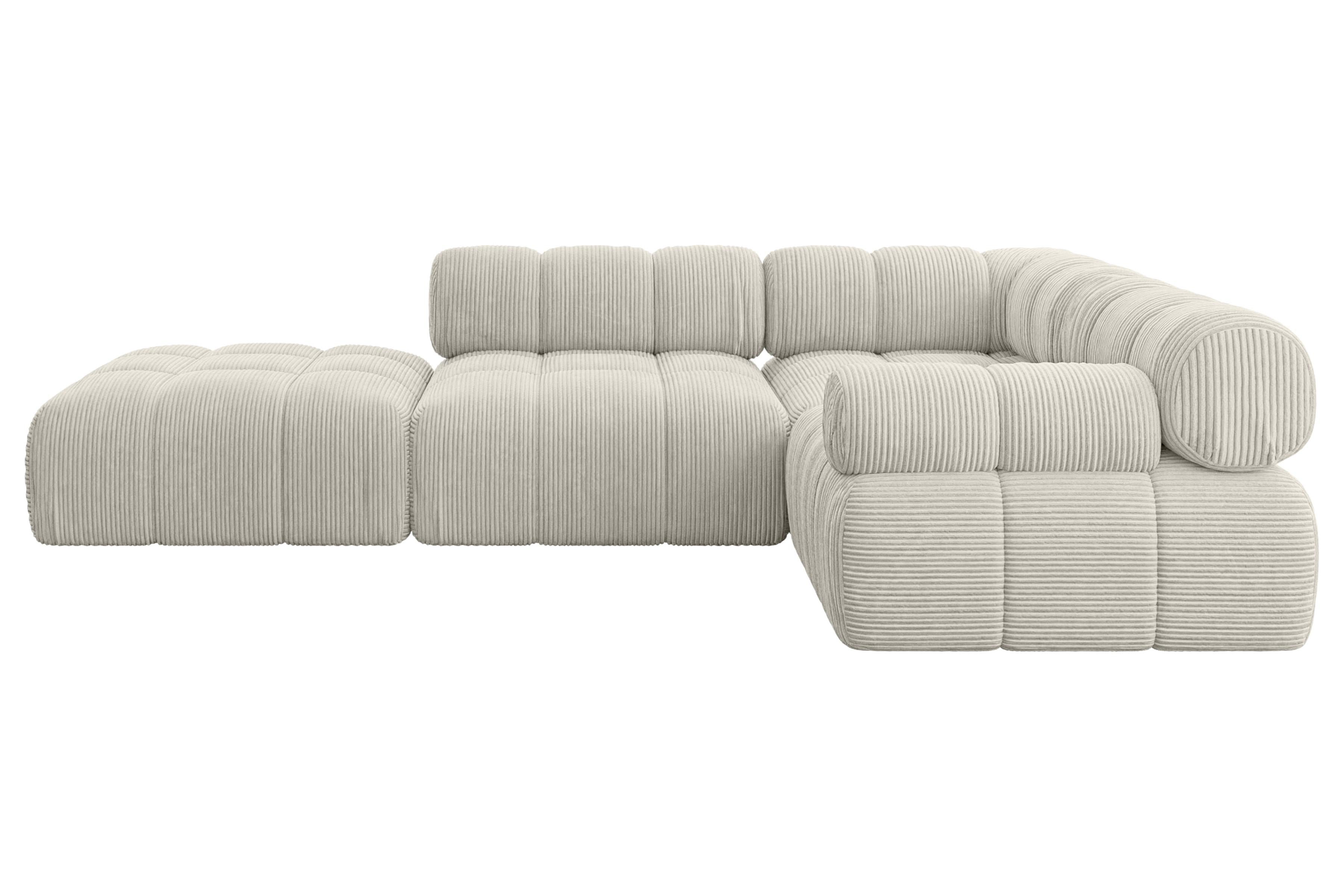 ECKSOFA modulares Sofa Felto-L1 - 285x190x70 cm Creme Cord - Hellgrau/Creme, Holzwerkstoff/Textil (285/190cm) - ALTDECOR
