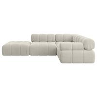 ECKSOFA modulares Sofa Felto-L1 - 285x190x70 cm Creme Cord - Hellgrau/Creme, Holzwerkstoff/Textil (285/190cm) - ALTDECOR