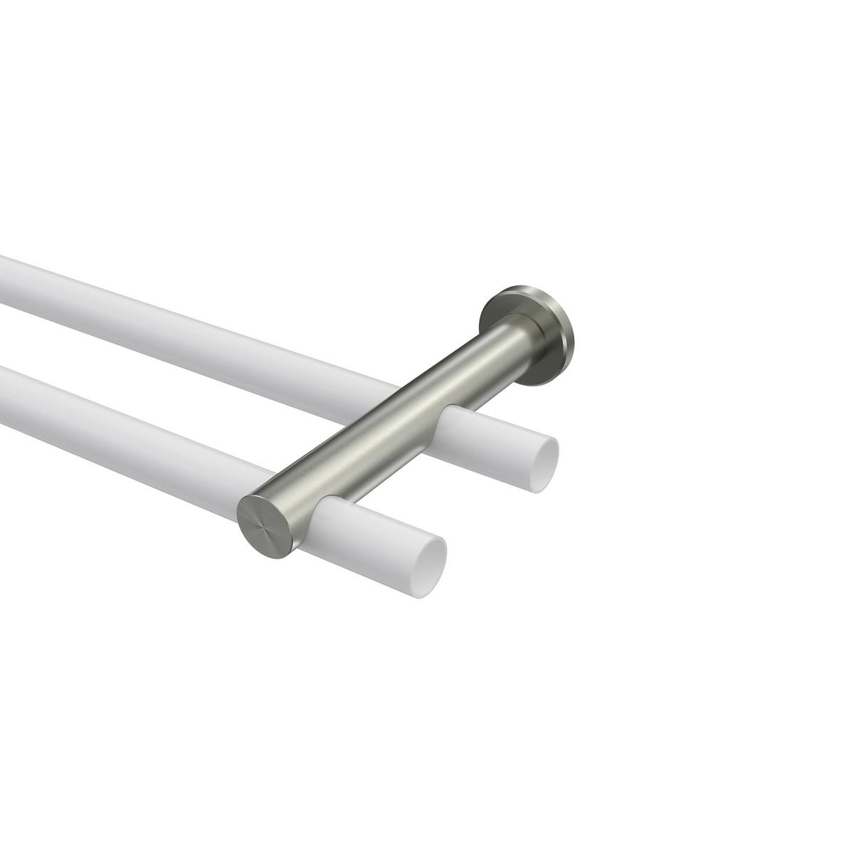 TRÄGER FÜR GARDINENSTANGEN 20 mm Ø, Platon 2-läufig, Edelstahl-Optik - Edelstahlfarben, Metall (16/4/4cm) - INTERDECO