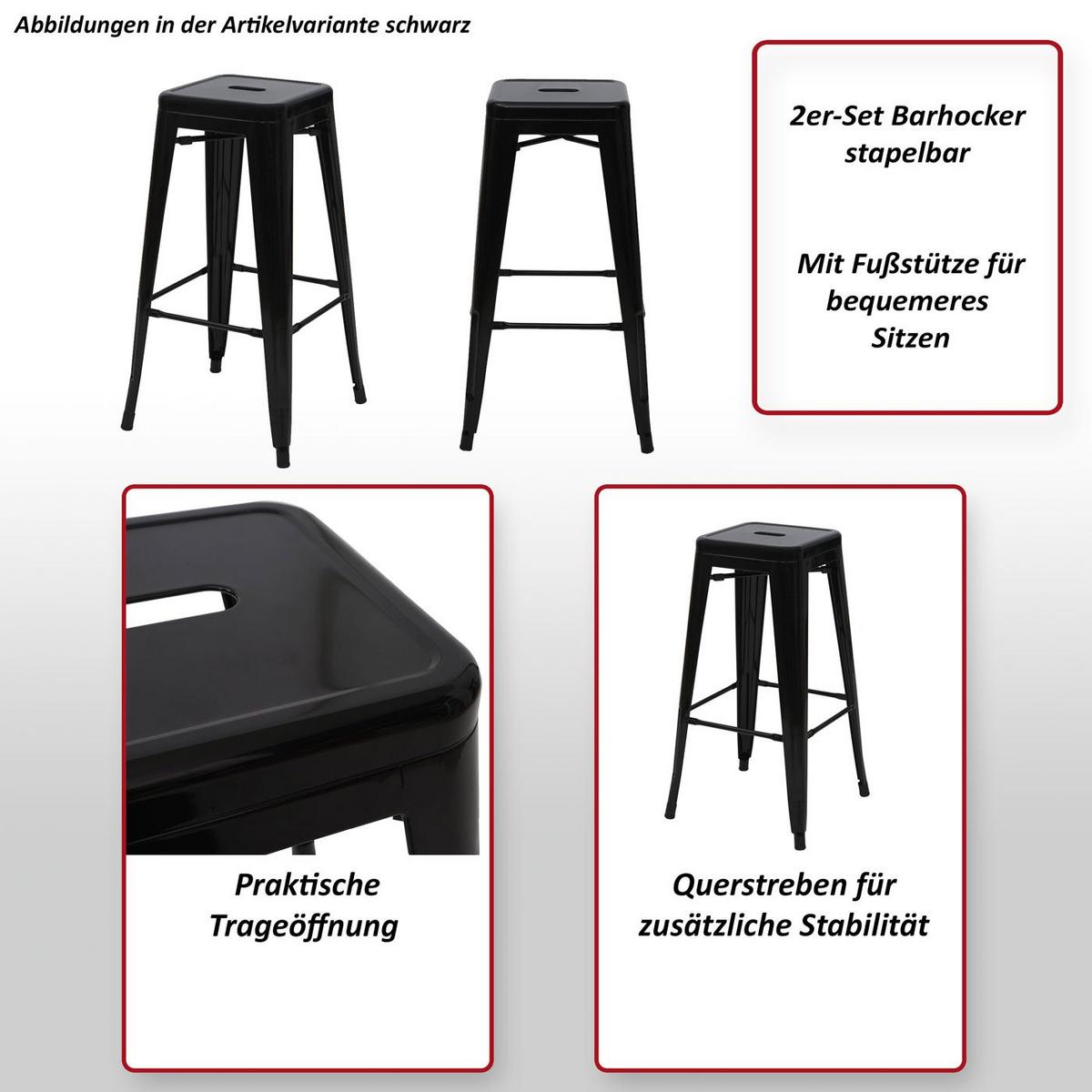 BARHOCKER Grau 2er-Set - Grau, Metall (43/77/43cm) - MCW