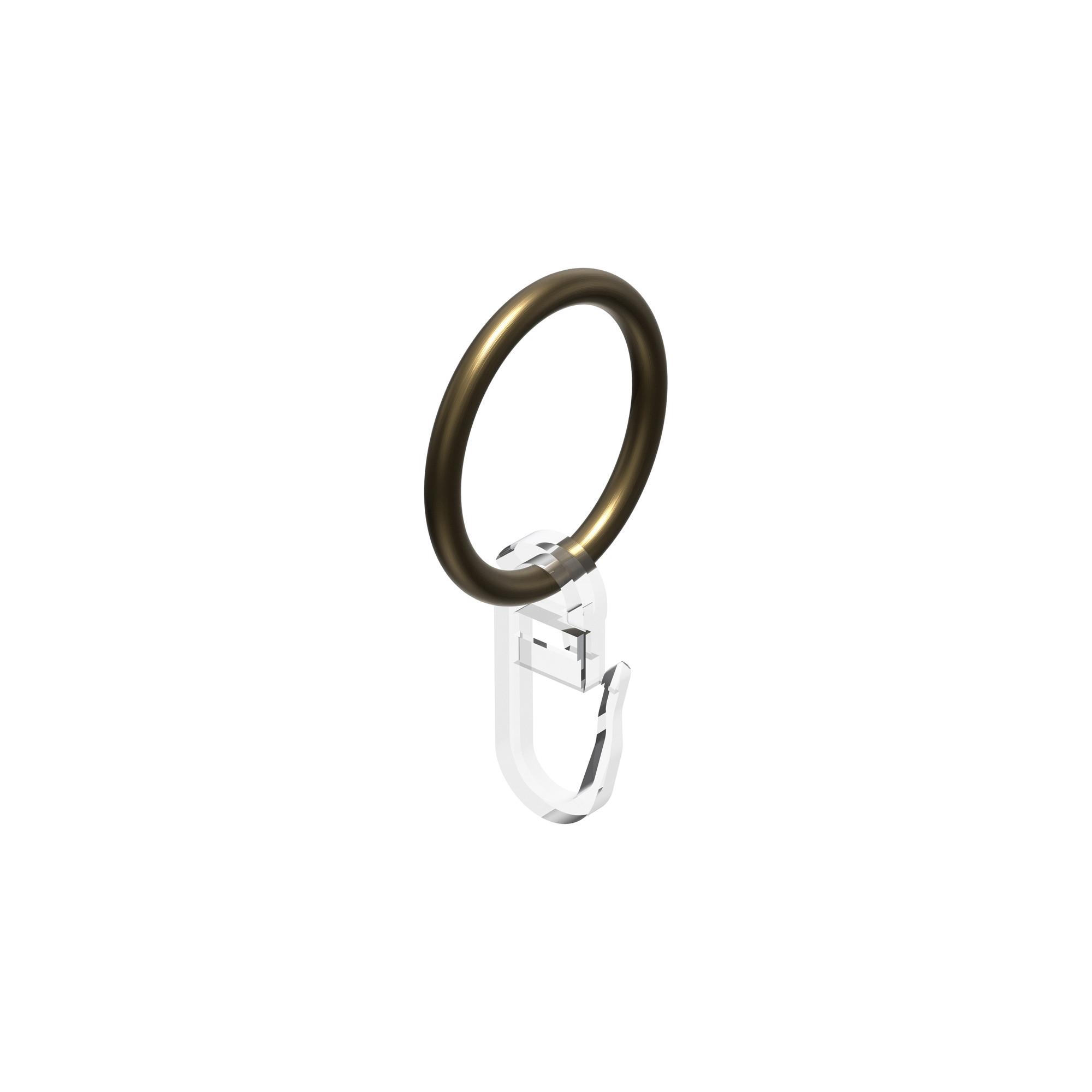 RUNDRINGE MIT FALTENHAKEN FÜR GARDINENSTANGEN 16 mm Ø, Messing Antik, Packung 10 Stück - Bronzefarben, Metall (16cm) - INTERDECO