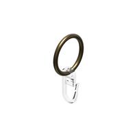 RUNDRINGE MIT FALTENHAKEN FÜR GARDINENSTANGEN 16 mm Ø, Messing Antik, Packung 10 Stück - Bronzefarben, Metall (16cm) - INTERDECO