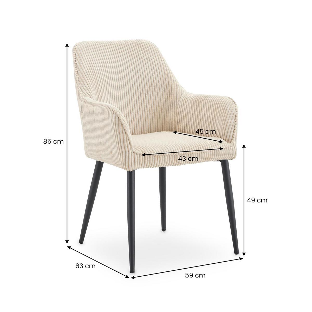 ESSZIMMERSTÜHLE VERONA 2er-Set beige - Beige, Textil (59/85/63cm) - IDIMEX