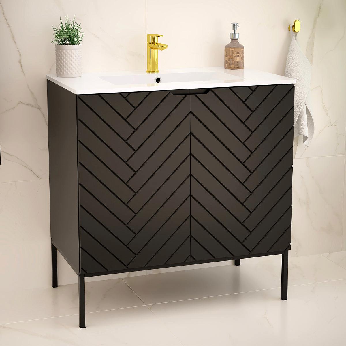 WASCHTISCH 80cm Daria Schwarz - Schwarz, Holzwerkstoff (80/82/45.8cm) - Petits-meubles
