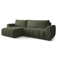 ECKSOFA MODARO CL Olivgrün Samtstoff mit Schlaffunktion - Olivgrün, Holzwerkstoff/Textil (285/148cm) - MASSENO