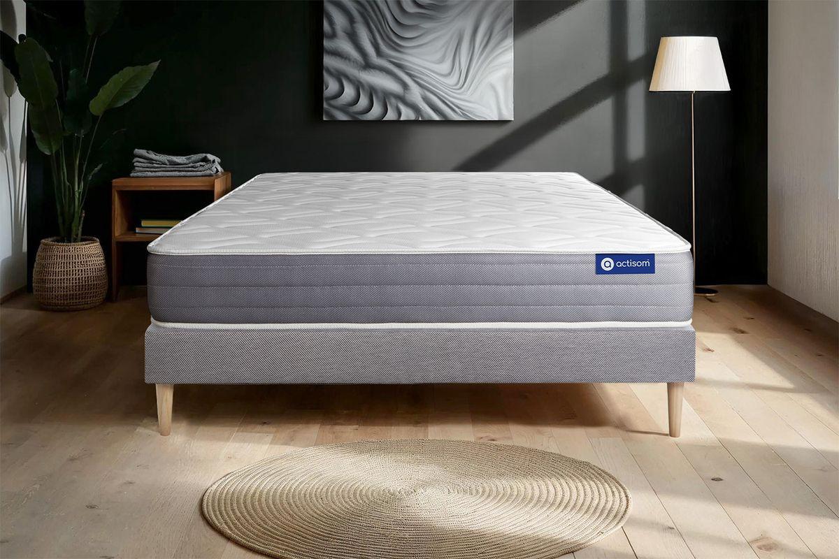 BETT Actimemo dream Memory-Schaum 80 x 200 cm h2 - Kit Bettgestell Grau - Beige/Grau, Karton/Holz (80/200cm) - ACTISOM