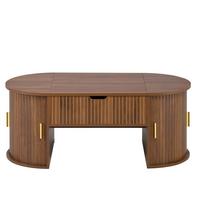 COUCHTISCH Höhenverstellbar Nussbaum mit Schiebetüren & Stauraum - Walnussfarben, Holzwerkstoff (50/100/40.5cm) - Urban Meuble