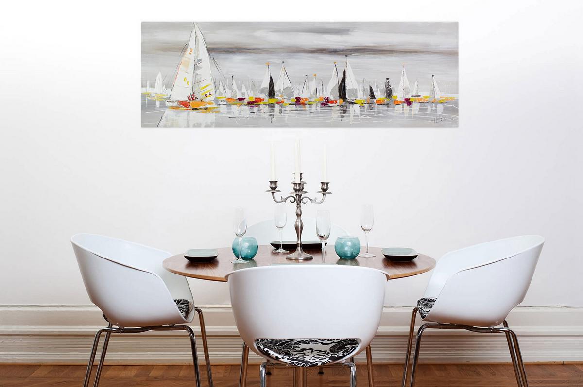 ÖLGEMÄLDE 150/50 cm - Grau, Holz/Textil (150/50cm) - KUNSTLOFT