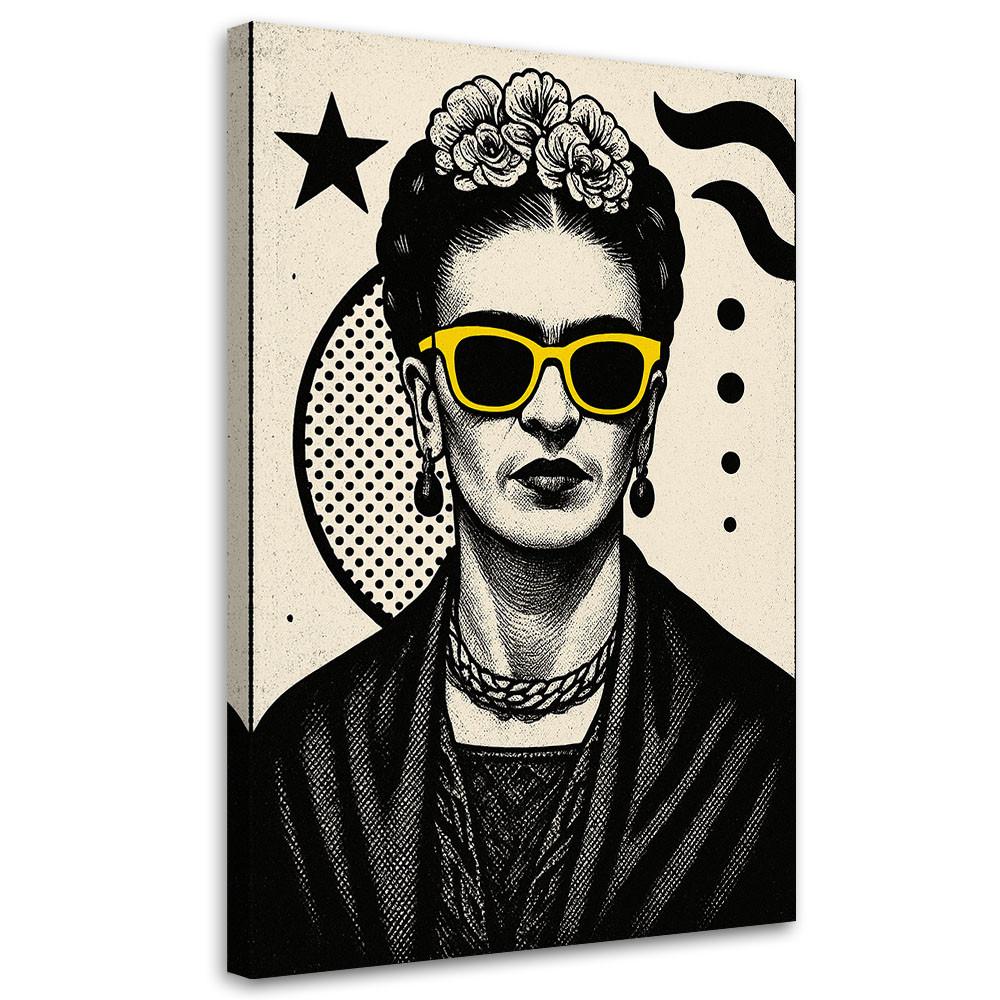 LEINWANDBILD Frida Kahlo mit Brille Pop Art 70x100cm - Schwarz, Textil (70/100cm) - Feeby