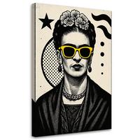LEINWANDBILD Frida Kahlo mit Brille Pop Art 70x100cm - Schwarz, Textil (70/100cm) - Feeby