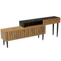 TV-SCHRANK Schwarz und Braun 129-200/26.5/58 cm - Braun, Holzwerkstoff (26.5/58/200cm) - Urban Meuble
