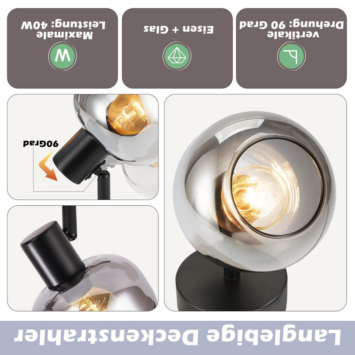 DECKENSTRAHLER Cottbus 1-flammig 9/9/16.5 cm - Schwarz, Metall (9/9/16.5cm) - Nettlife