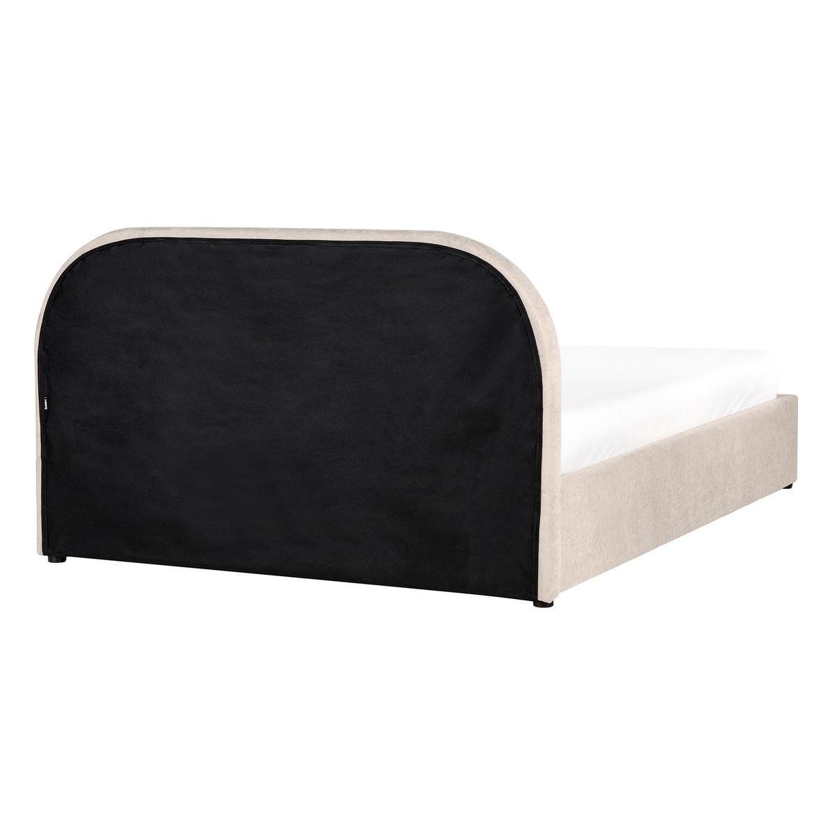 BETT mit Stauraum 140/200 Chenillegewebe Hellbeige Quillien - Beige, Textil (140/200cm) - Beliani