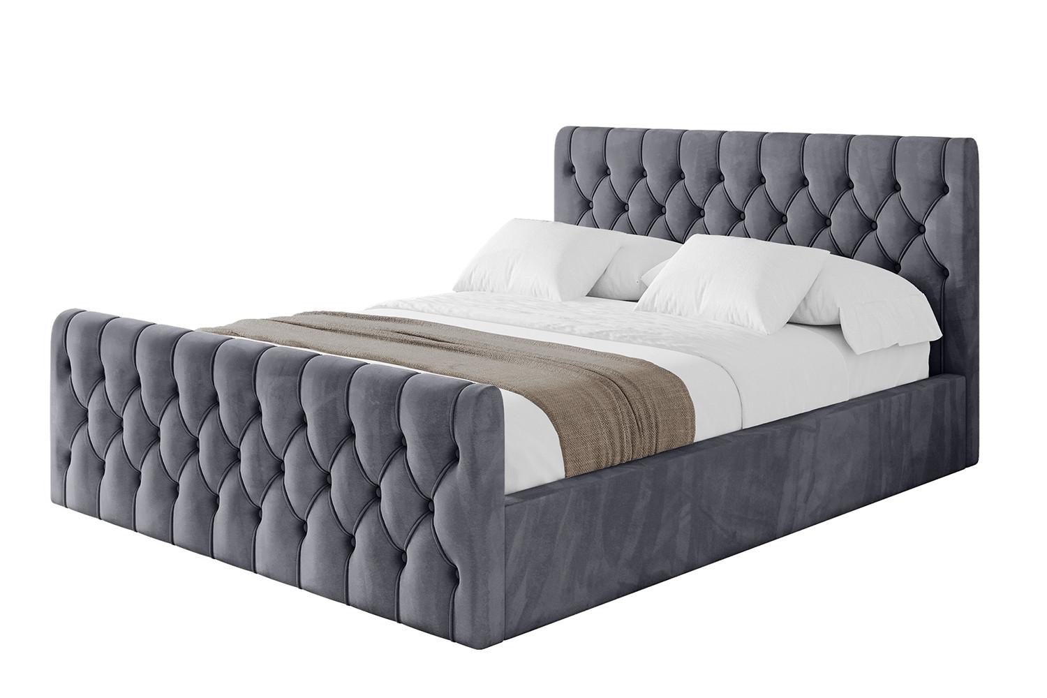 POLSTERBETT mit Bettkasten, Fußteil und Lattenrost, Boxbett ohne Matratze - RENO-Z 180x200 Dunkelgrau - Dunkelgrau, Holzwerkstoff/Textil (180/200cm) - ALTDECOR
