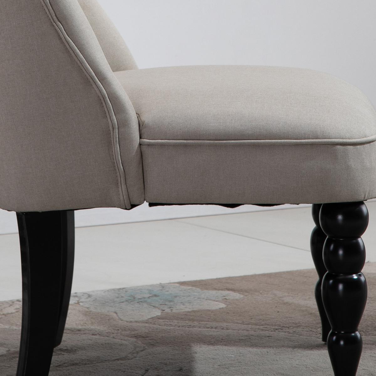 RELAXSESSEL Vintage Ruhesessel Relaxstuhl Leinenbezug Holzgestell Beige+Schwarz - Beige, Textil (67/78/67cm) - HOMCOM
