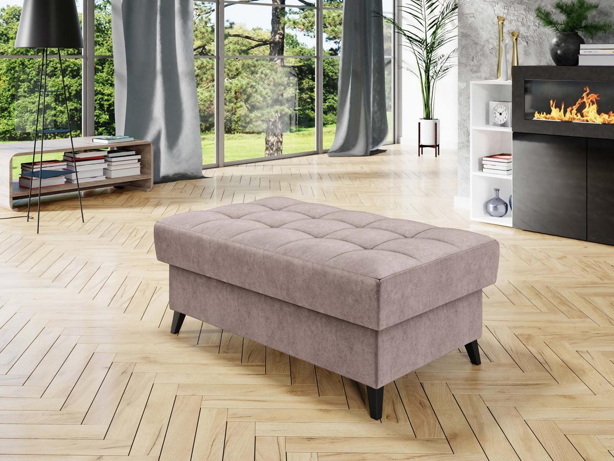 POLSTERHOCKER Nord - Schwarz/Rosa, Holz/Textil (106/44/67cm) - MIRJAN24
