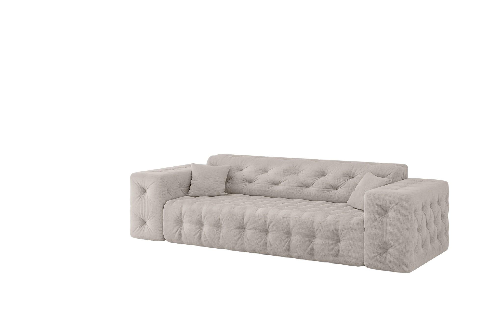 SOFA 3-sitzer Chantal In Moly - Creme, Holzwerkstoff/Textil (251/78/96cm) - Fun Möbel
