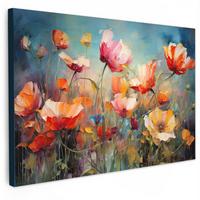 LEINWANDBILD Blumen - Aquarell - Kunst - Botanisch - Natur Gemälde 60x40 cm - Orange, Textil (60/40cm) - MuchoWow