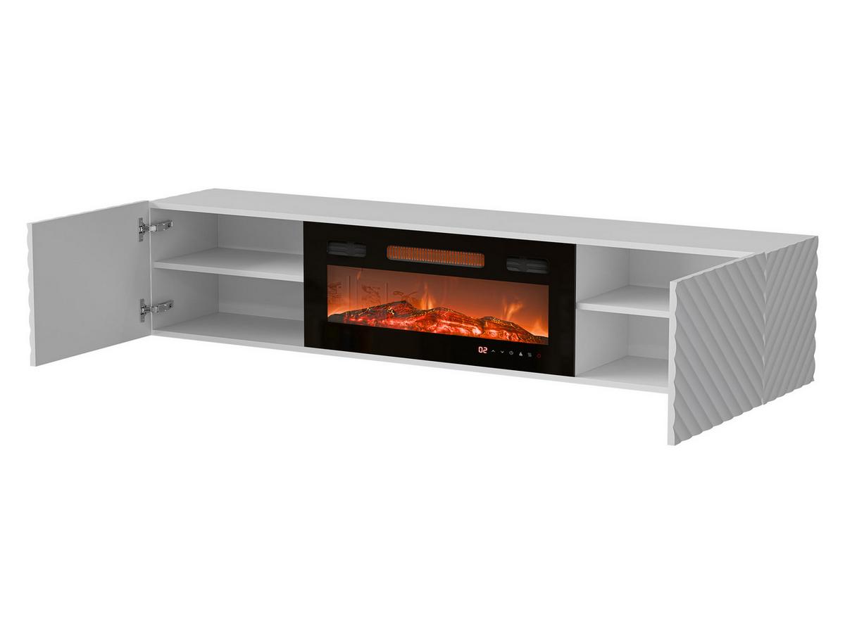 TV-LOWBOARD Lara mit Kamin - Schwarz, Holzwerkstoff (183/37/35cm) - MIRJAN24
