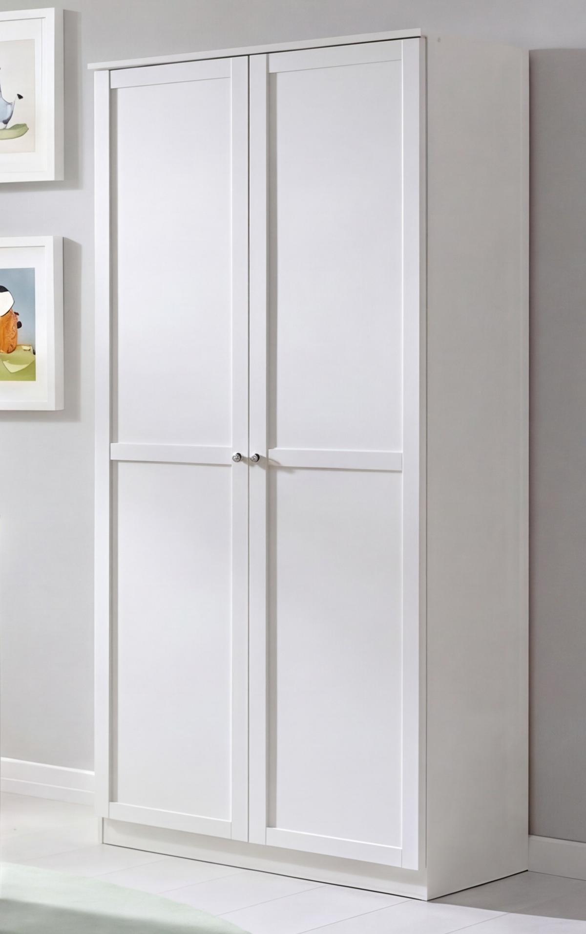 BABYZIMMER-SET 3-teilig: Babybett & Wickelkommode & Kleiderschrank 2-türig B90/H197/T58 cm, Soft-Close, Landhausstil Weiß / 22801 - Silberfarben/Weiß, Holzwerkstoff/Metall (76/83/146cm) - luma-home