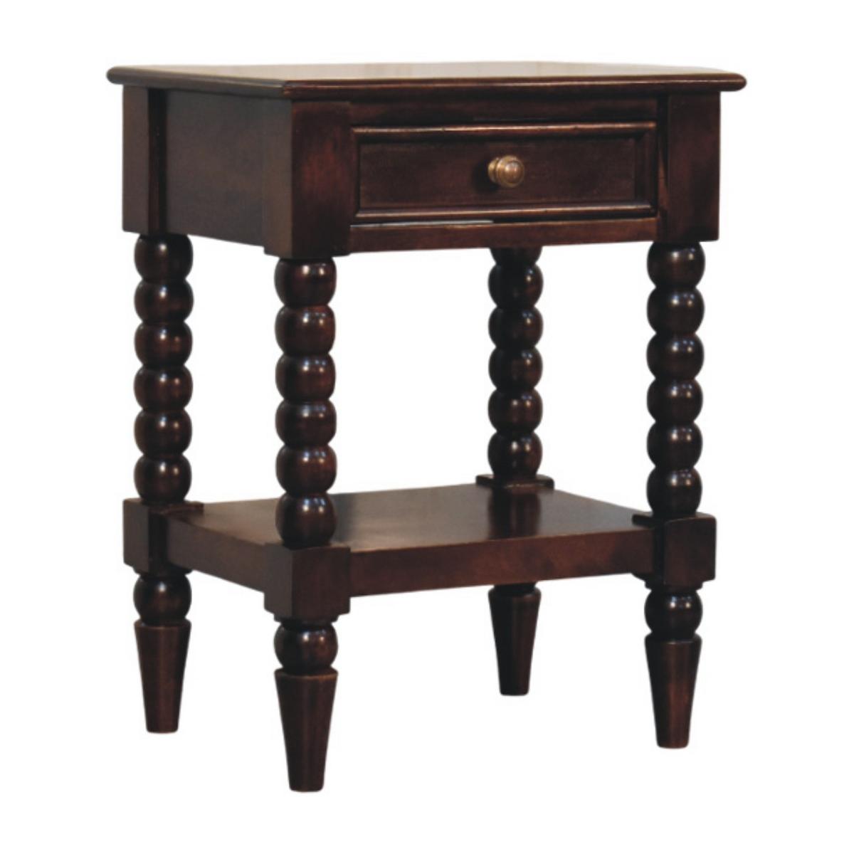 NACHTKASTEN Vienna, 1 Schublade und Offenes Regal, Dunkelbraun - Dunkelbraun/Messingfarben, Holz/Metall (45/60/35cm) - Artisan Furniture