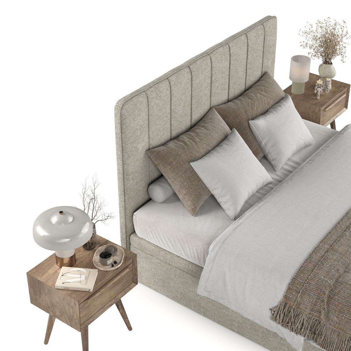 POLSTERBETT Vienna mit Stauraum 200/200 cm Beige im Alta Stoff - Beige/Schwarz, Holz/Holzwerkstoff (200/200cm) - AltaBeds