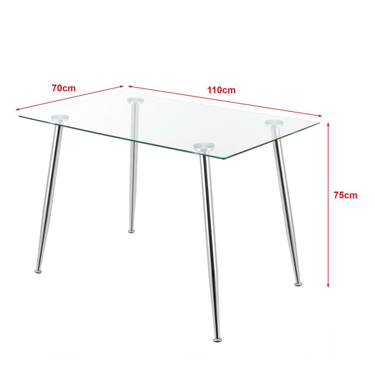 ESSTISCH Hyrynsalmi - Chromfarben/Transparent, Glas/Metall (70/110/75cm) - [en.casa]