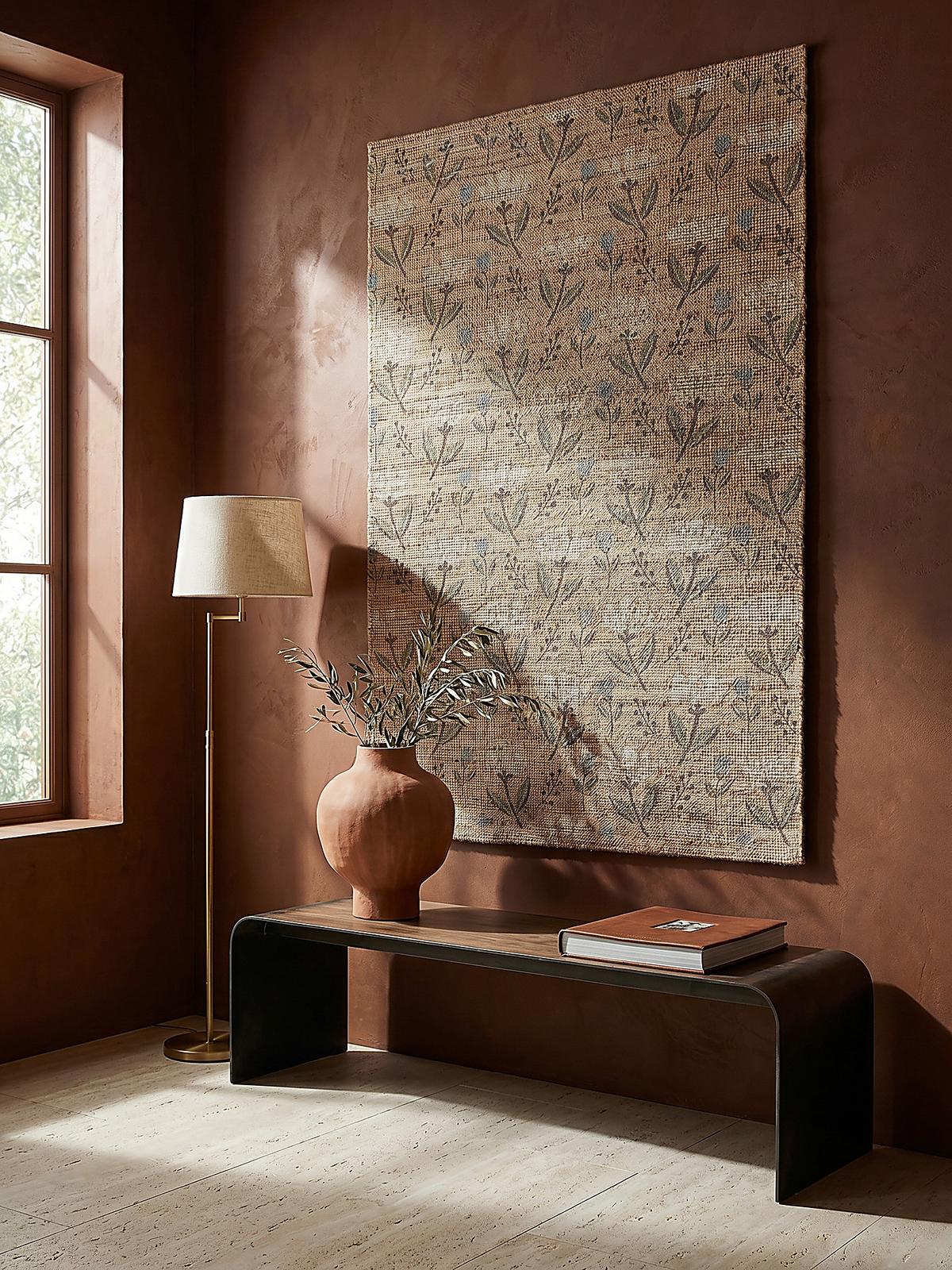 JUTETEPPICH handgewebt JED, floral, Natur, 120 x 170 cm - Braun, Textil (170/120cm) - KADIMA DESIGN