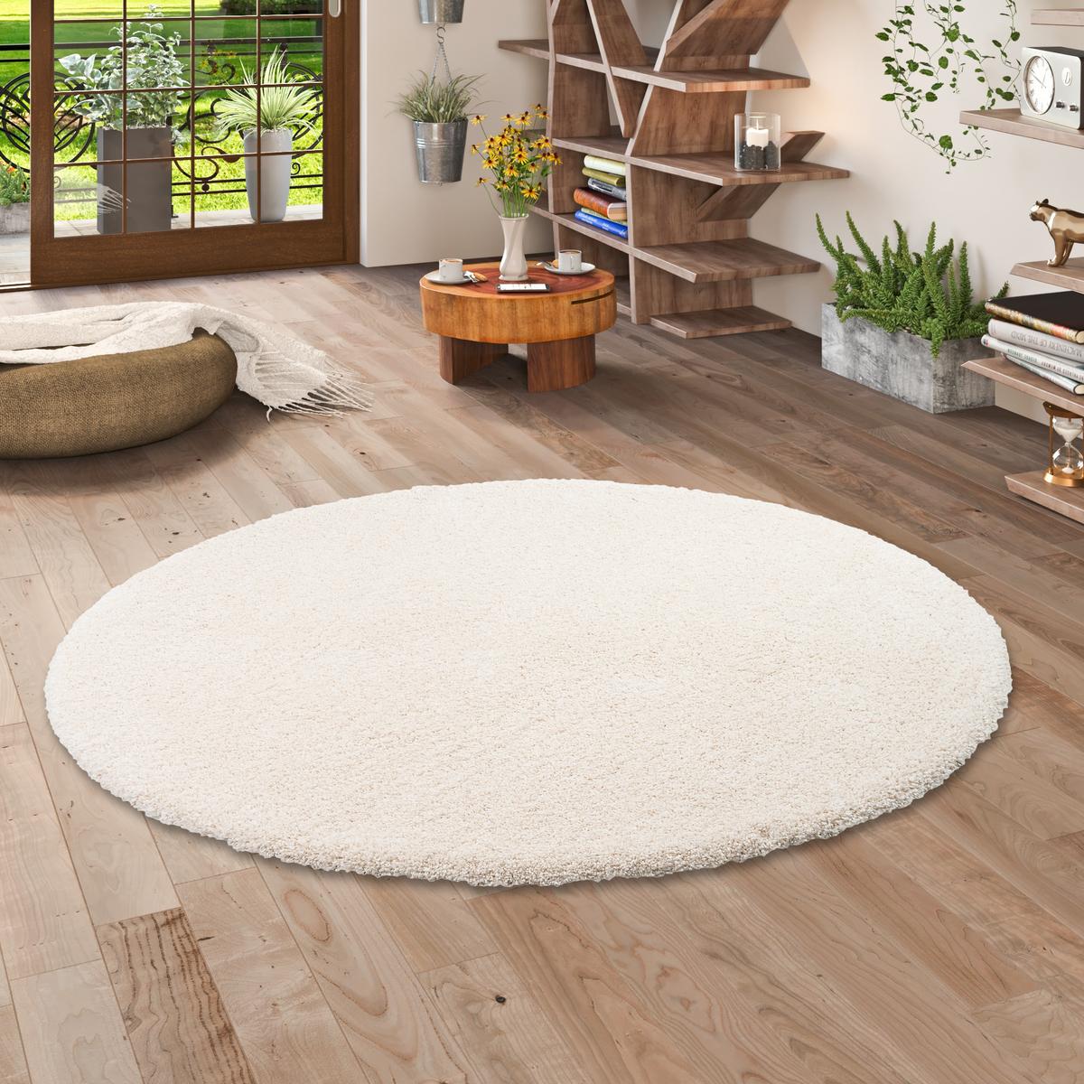 LUXUS HOCHFLOR SHAGGY TEPPICH DREAM RUND - Beige, Textil (200/200cm) - Snapstyle