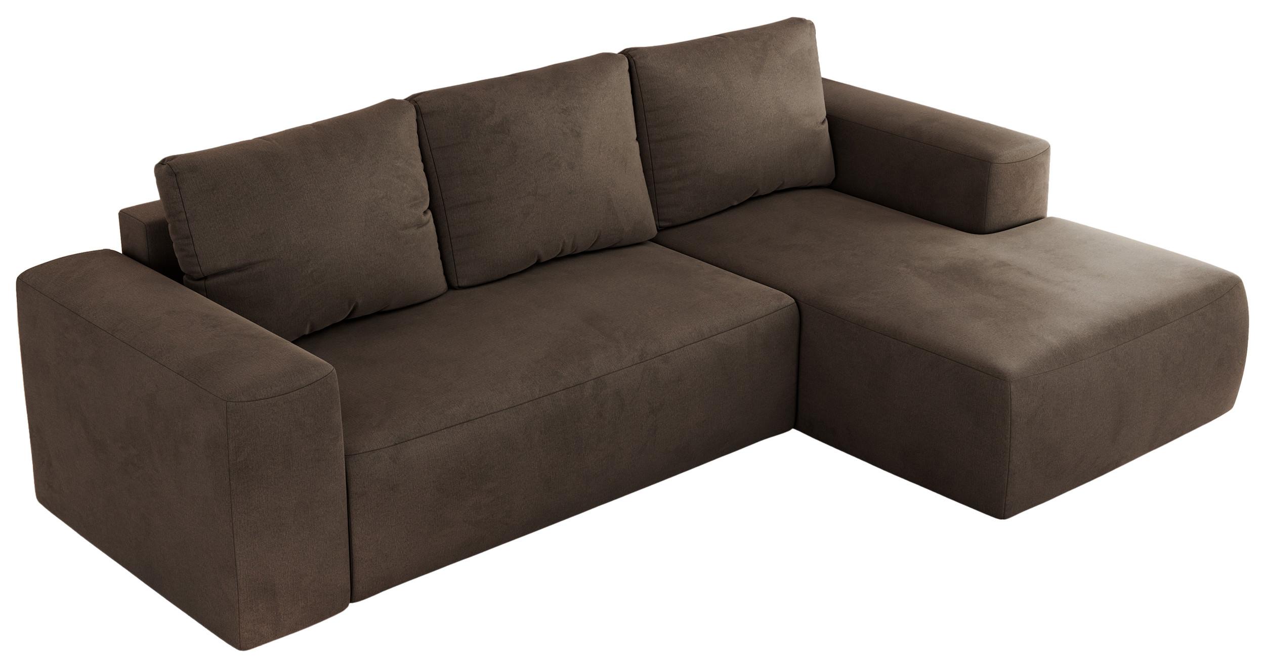 ECKSOFA TRENTINO L Braun Velvet - Rechts - Schwarz/Braun, Kunststoff/Textil (164/266cm) - MKS