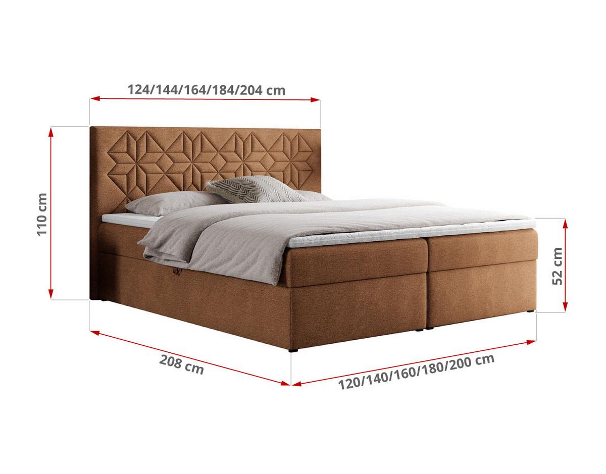 BOXBETT LEILA 120/200 Orange Struktur - H3 - Orange, Holz/Textil (120/200cm) - MKS