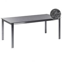 GARTENTISCH Keramik-Glas Granit Optik schwarz 180/90 cm Cosoleto - Silberfarben/Schwarz, Glas (180/90/75cm) - Beliani