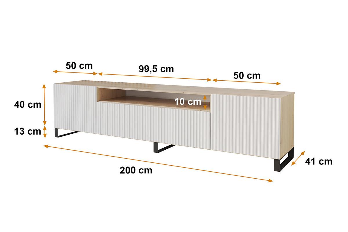 LOWBOARD NOA-2-S 200x53x41 cm - Artisan / Weiß - Schwarz/Weiß, Holzwerkstoff (200/53/41cm) - ALTDECOR