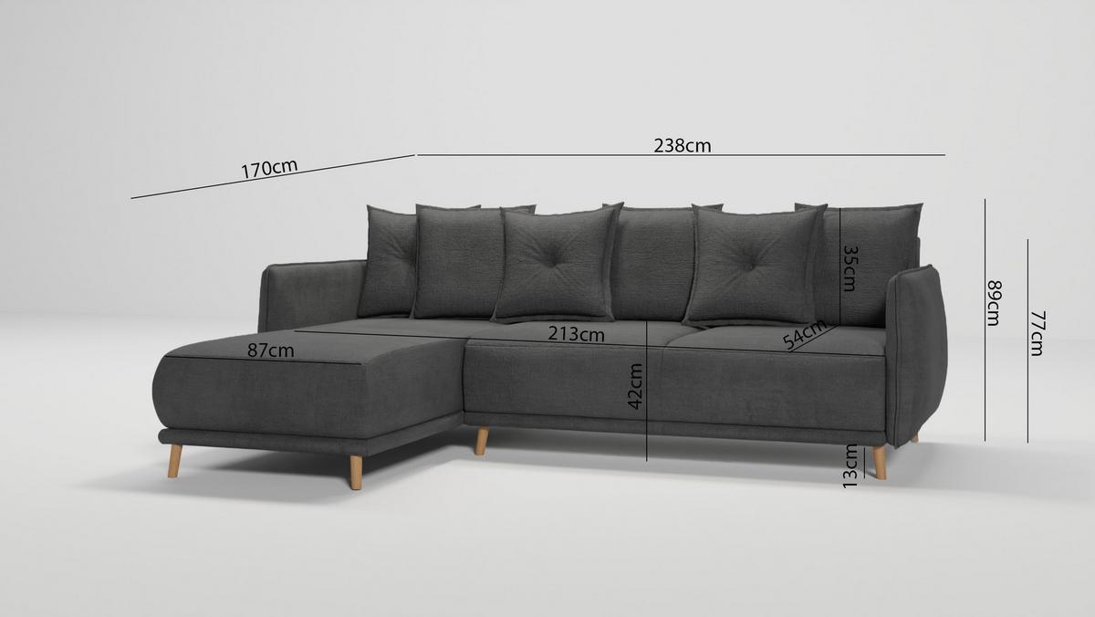ECKSOFA Chroma Graphit Luxusmicrofaser - Graphitfarben/Braun, Holz/Textil (238/170cm) - S-Style