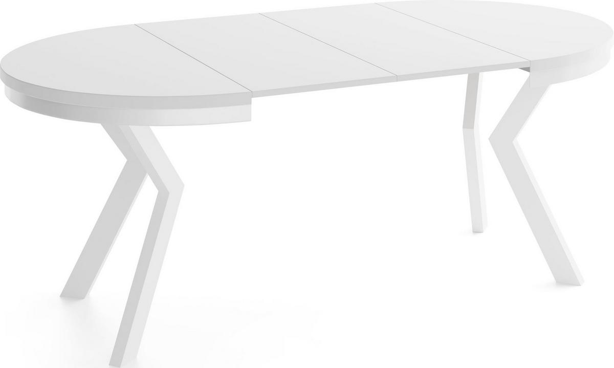 ESSTISCH Savio Weiß Neo rund ausziehbar verlängerbar, Weiß 90-190/90/77 cm - Weiß, Holz/Holzwerkstoff (90/190/77cm) - WFL GROUP