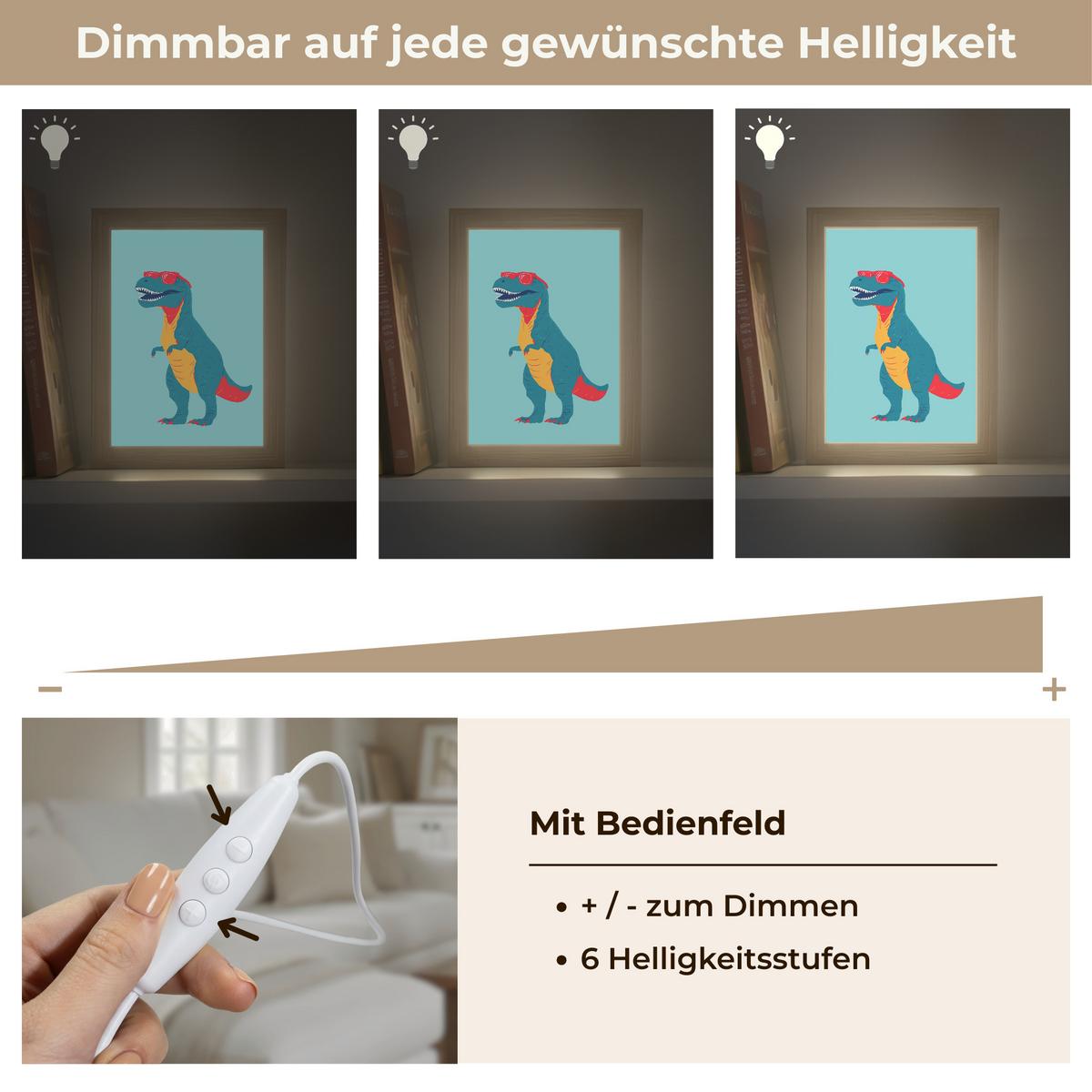 WANDLEUCHTE Dinosaurier - Blau - Sonnenbrille 15x20 cm - Hellblau, Holzwerkstoff (15/20/8cm) - OnlyWow