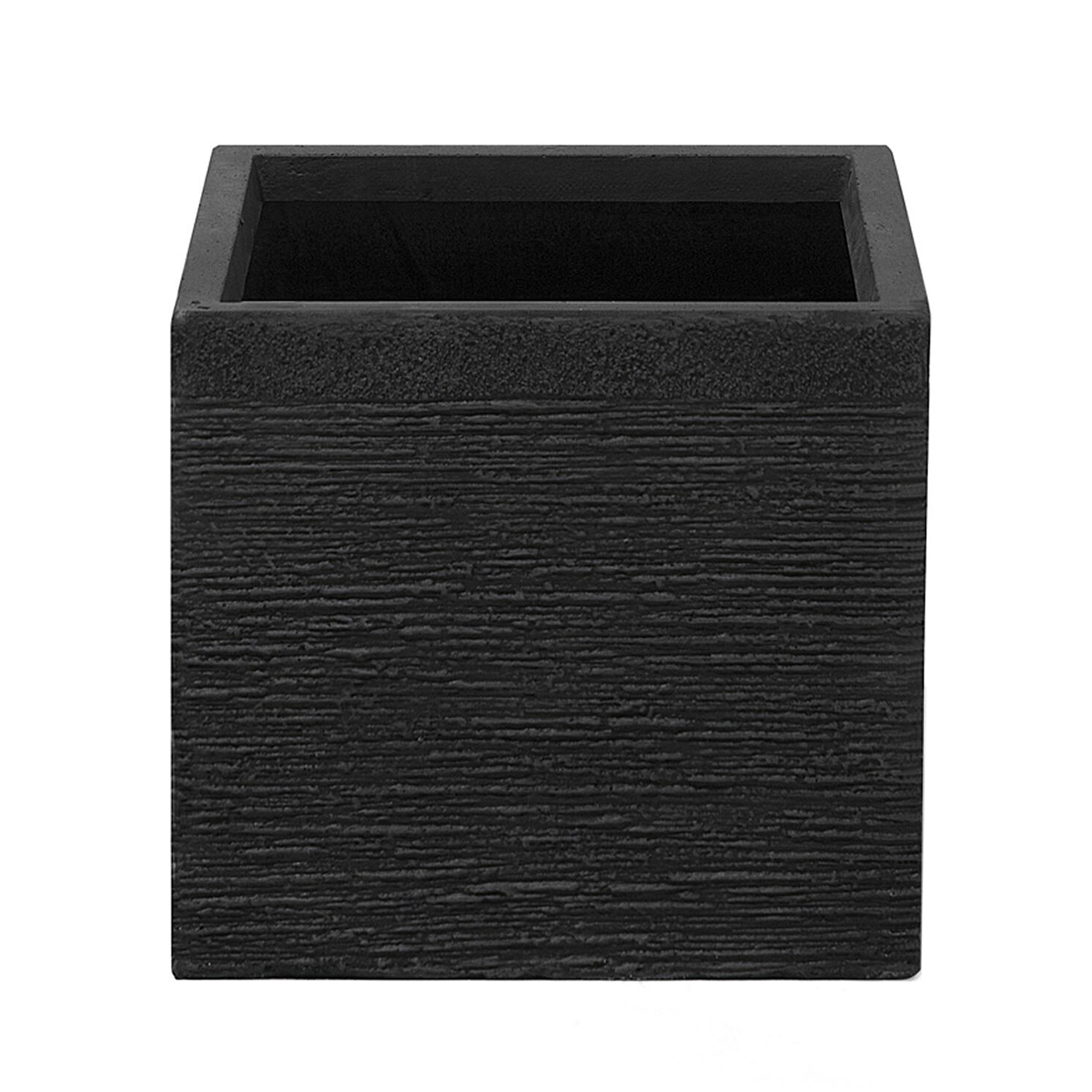 BLUMENTOPF schwarz quadratisch 30/30/28 cm Paros - Schwarz, Naturmaterialien (28cm) - Beliani