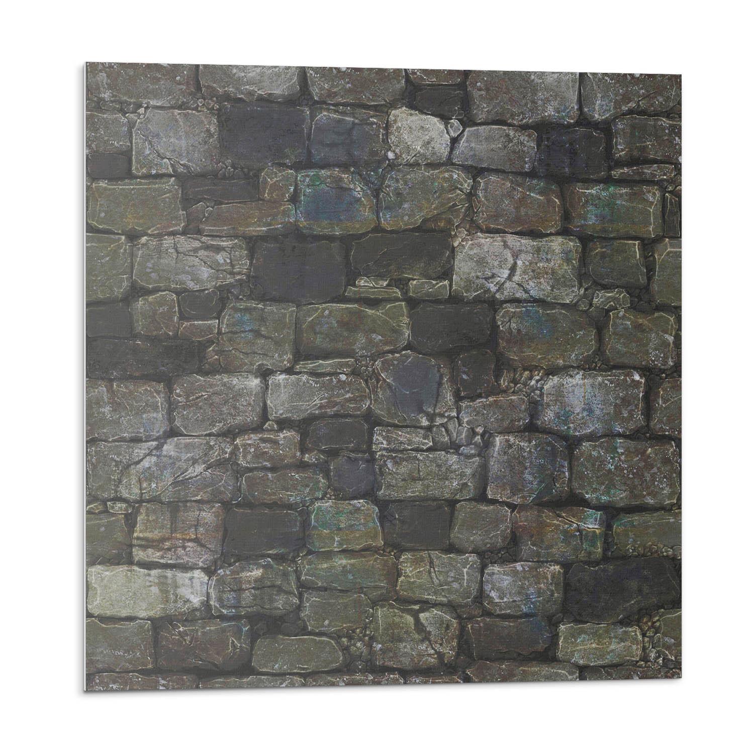 WANDPANEEL 4x 50x50 cm selbstklebend Rocassa - Dunkelgrau, Kunststoff (50/1.6/50cm) - Wallfluent