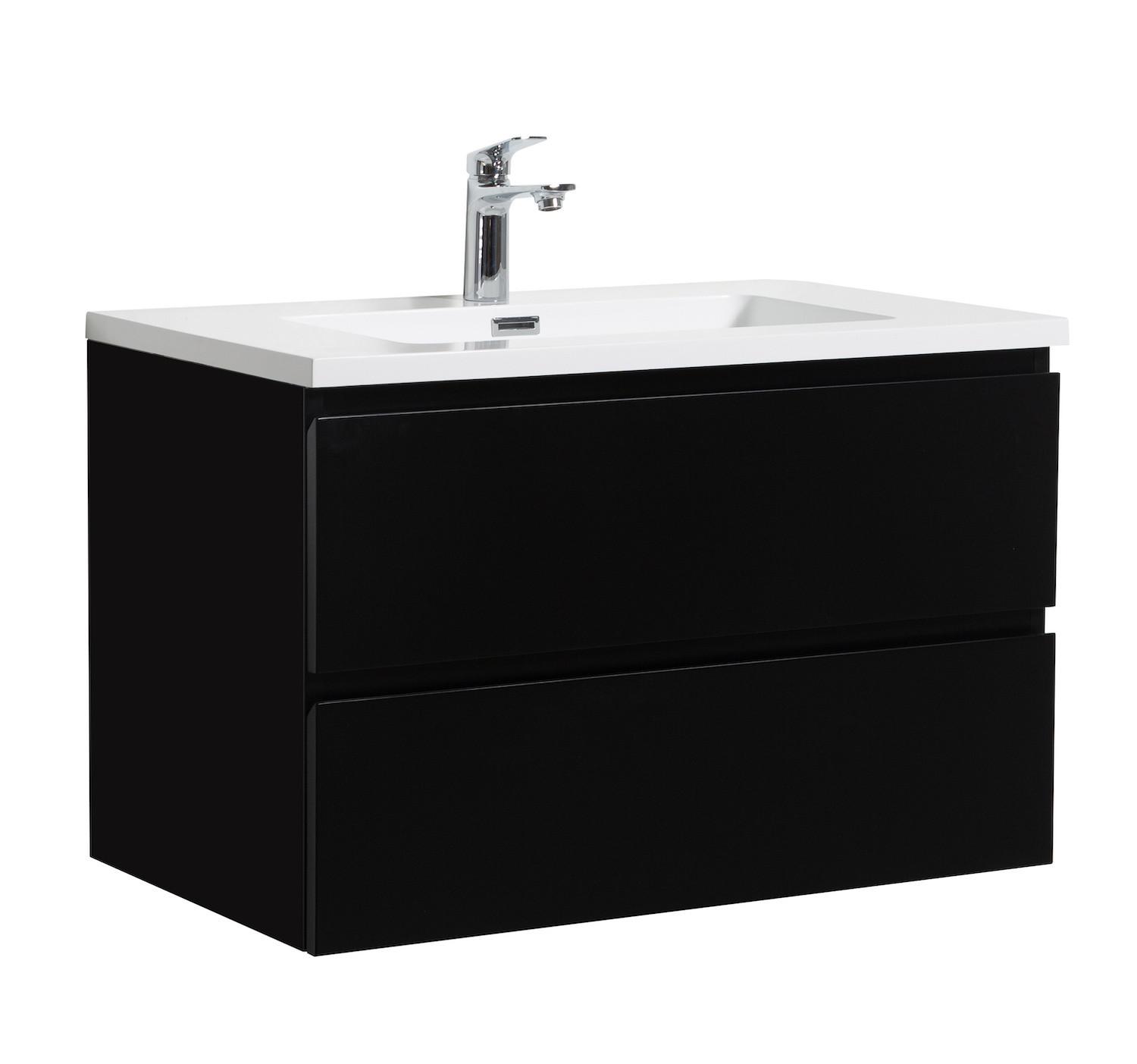 WASCHTISCHKOMBI Angela 2 Teile - Schwarz Matt - 80 x 48 x 52 cm - Schwarz/Weiß, Holz (80/52/48cm) - Badplaats