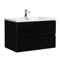 WASCHTISCHKOMBI Angela 2 Teile - Schwarz Matt - 80 x 48 x 52 cm - Schwarz/Weiß, Holz (80/52/48cm) - Badplaats
