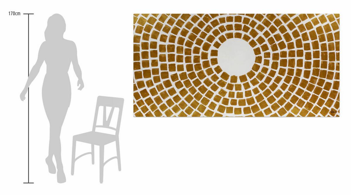 ÖLGEMÄLDE XXL Gold 200/100 cm - Goldfarben/Weiß, Holz/Textil (6.68/100cm) - KUNSTLOFT