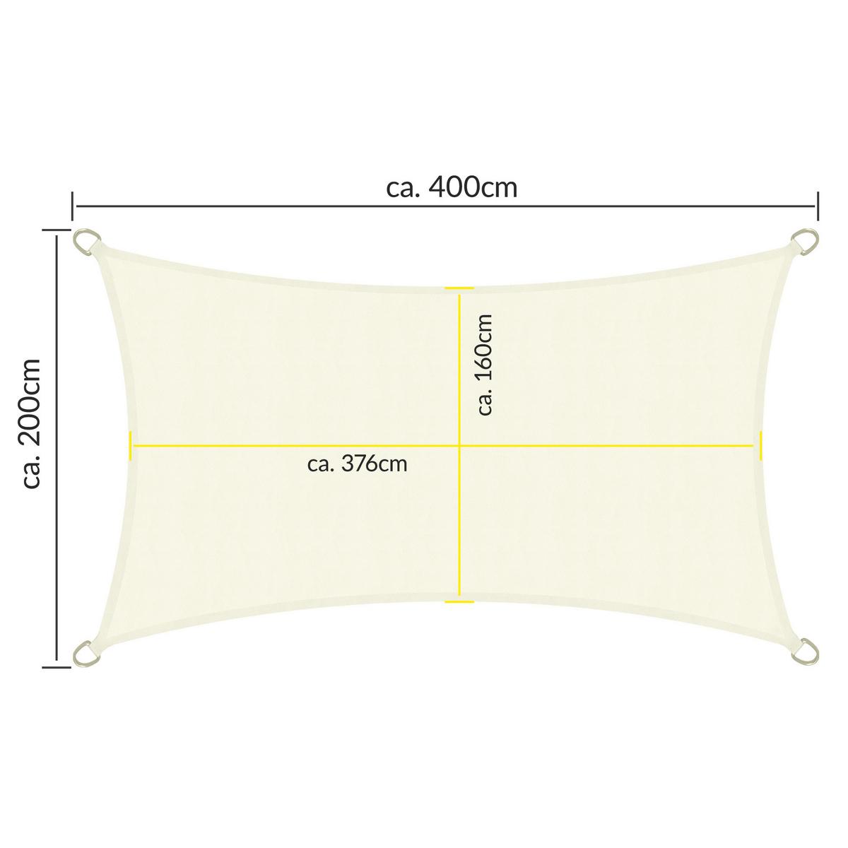 SONNENSEGEL SolVision PS9 200/400 cm rechteckig Creme PE - Creme, Kunststoff (400/200cm) - Sol Royal